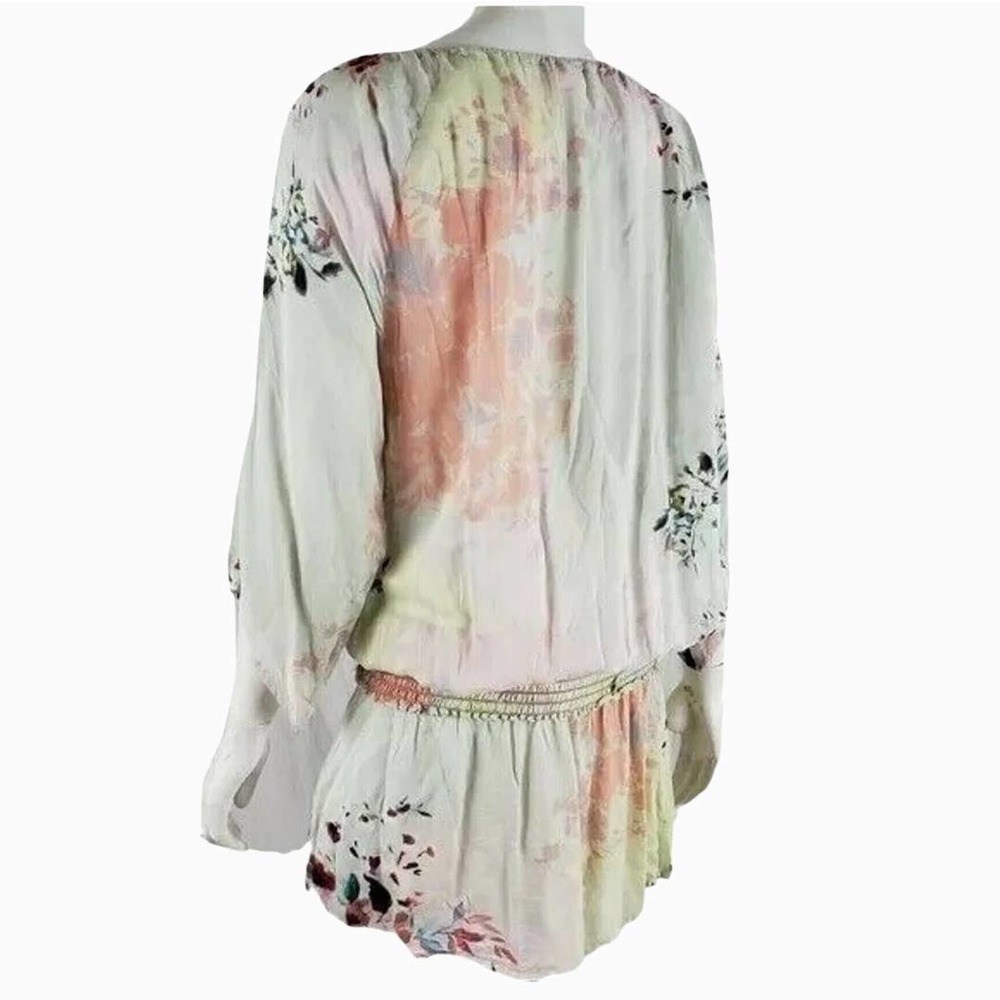 Dylan Tunic Kimono Sleeve Top Smocked Waist Oversize Floral Print Small - Picture 7 of 12